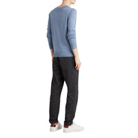 STONE BLUE Pull en laine mérinos à détails check