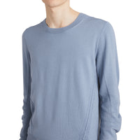 STONE BLUE Pull en laine mérinos à détails check