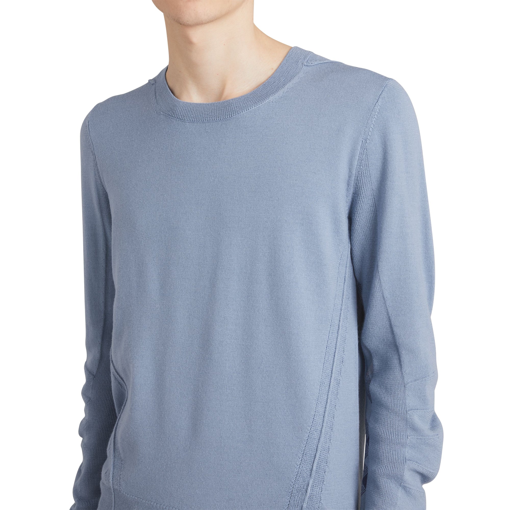 STONE BLUE Pull en laine mérinos à détails check
