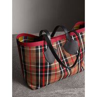 CARAMEL/FLAX YELLOW Sac tote The Giant moyen réversible en coton tartan