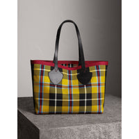 CARAMEL/FLAX YELLOW Sac tote The Giant moyen réversible en coton tartan
