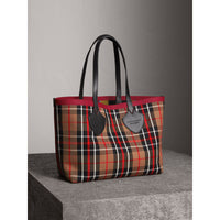 CARAMEL/FLAX YELLOW Sac tote The Giant moyen réversible en coton tartan