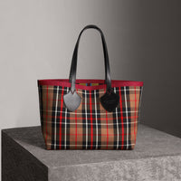 CARAMEL/FLAX YELLOW Sac tote The Giant moyen réversible en coton tartan