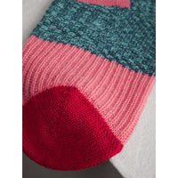 PARADE RED Chaussettes rayées en laine et cachemire façon patchwork