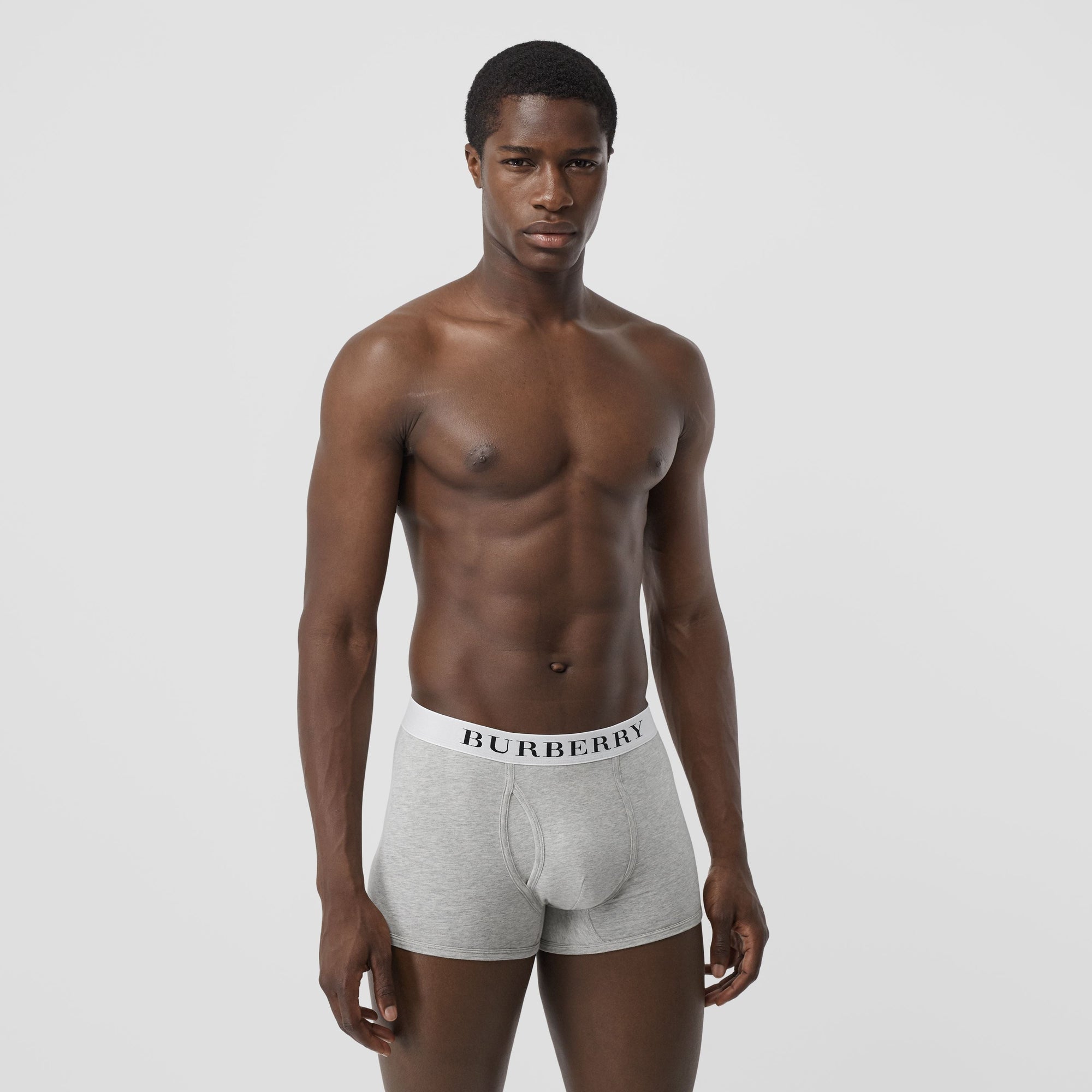 PALE GREY MELANGE Boxer en coton extensible