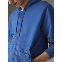 CORNFLOWER BLUE Haut à capuche en jersey de coton avec imprimé aventure