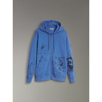 CORNFLOWER BLUE Haut à capuche en jersey de coton avec imprimé aventure