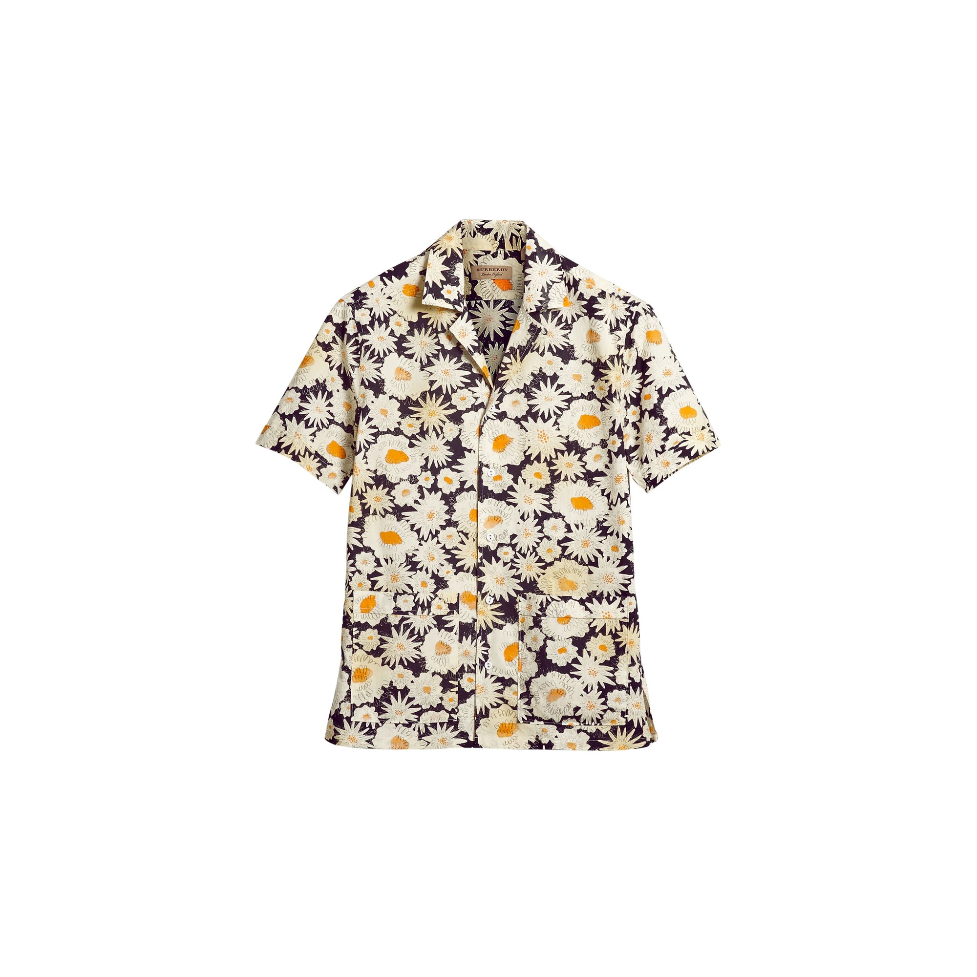 BLACK Chemise utilitaire à manches courtes en coton avec imprimé marguerite