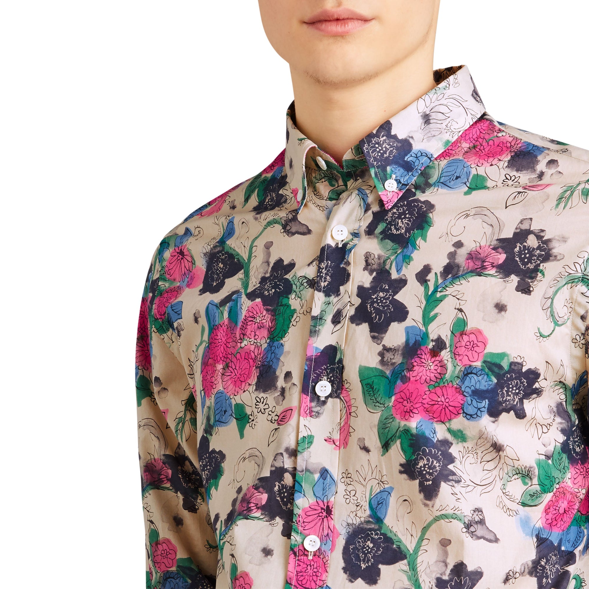 NATURAL Chemise à imprimé floral aquarelle