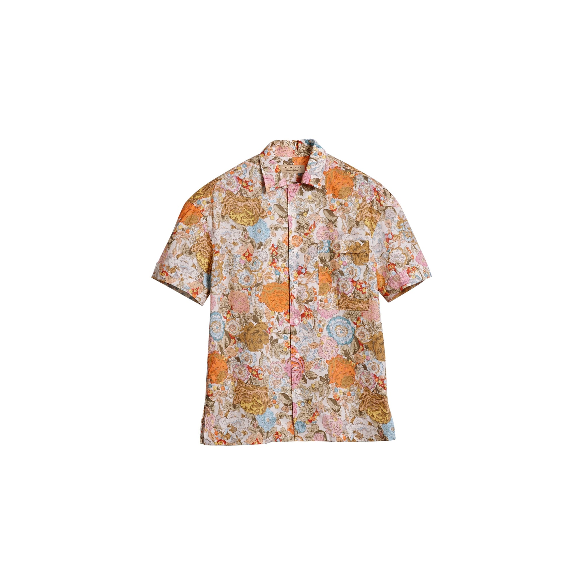 BRIGHT ORANGE Chemise en coton à manches courtes avec imprimé floral