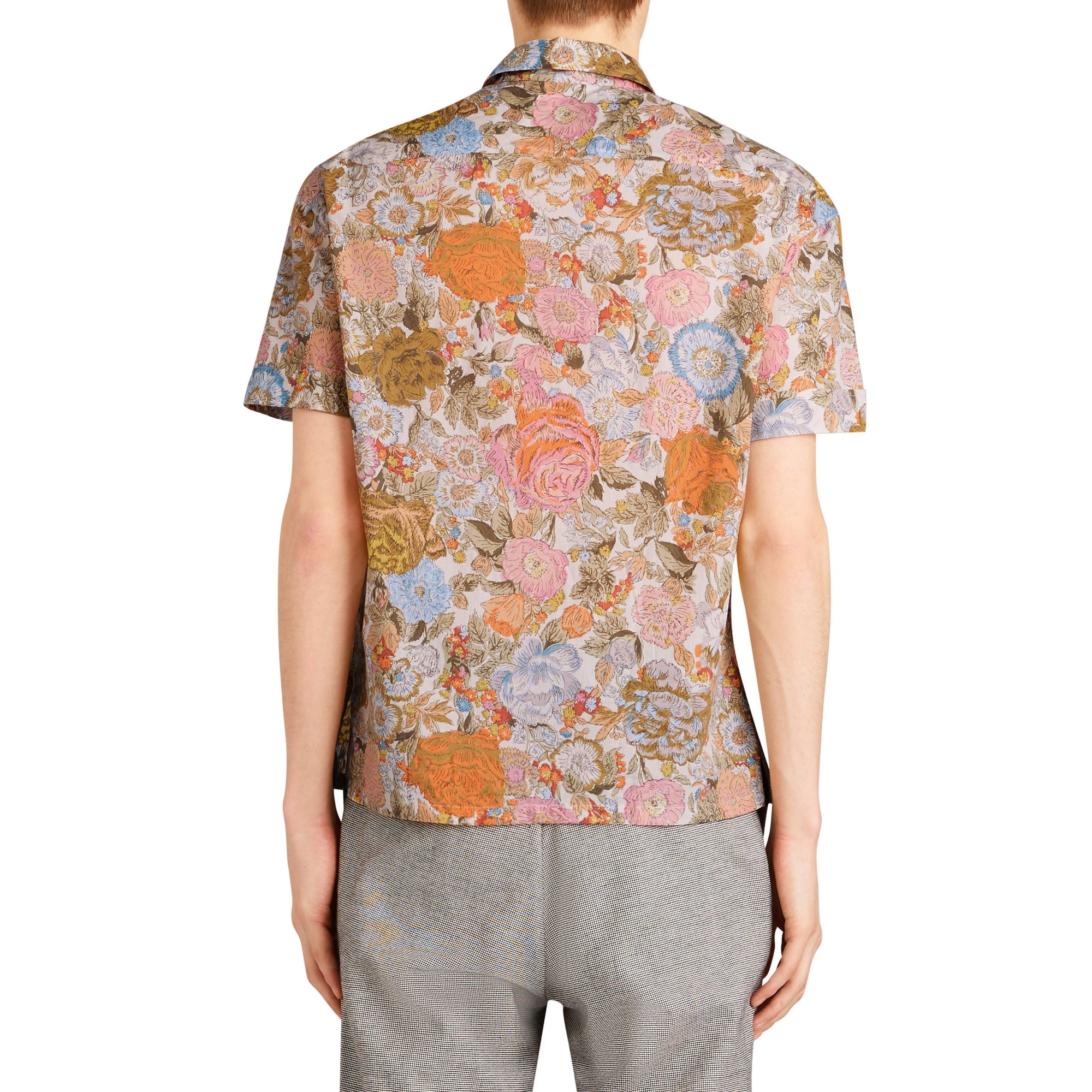BRIGHT ORANGE Chemise en coton à manches courtes avec imprimé floral
