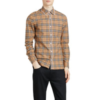 CAMEL Chemise en coton à motif check brodé