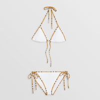 WHITE Bikini triangle avec bordure Vintage check