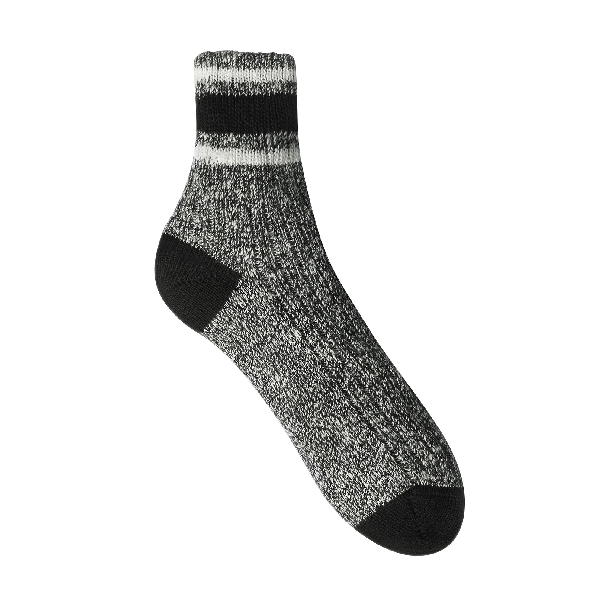 Chaussettes en grosse maille de coton mouliné à rayures - Noir