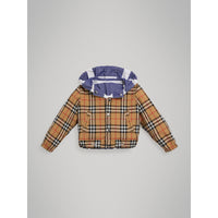 NAVY/WHITE Veste à capuche rayée et à motif Vintage check réversible