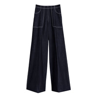 STEEL BLUE Jean large stretch en denim japonais