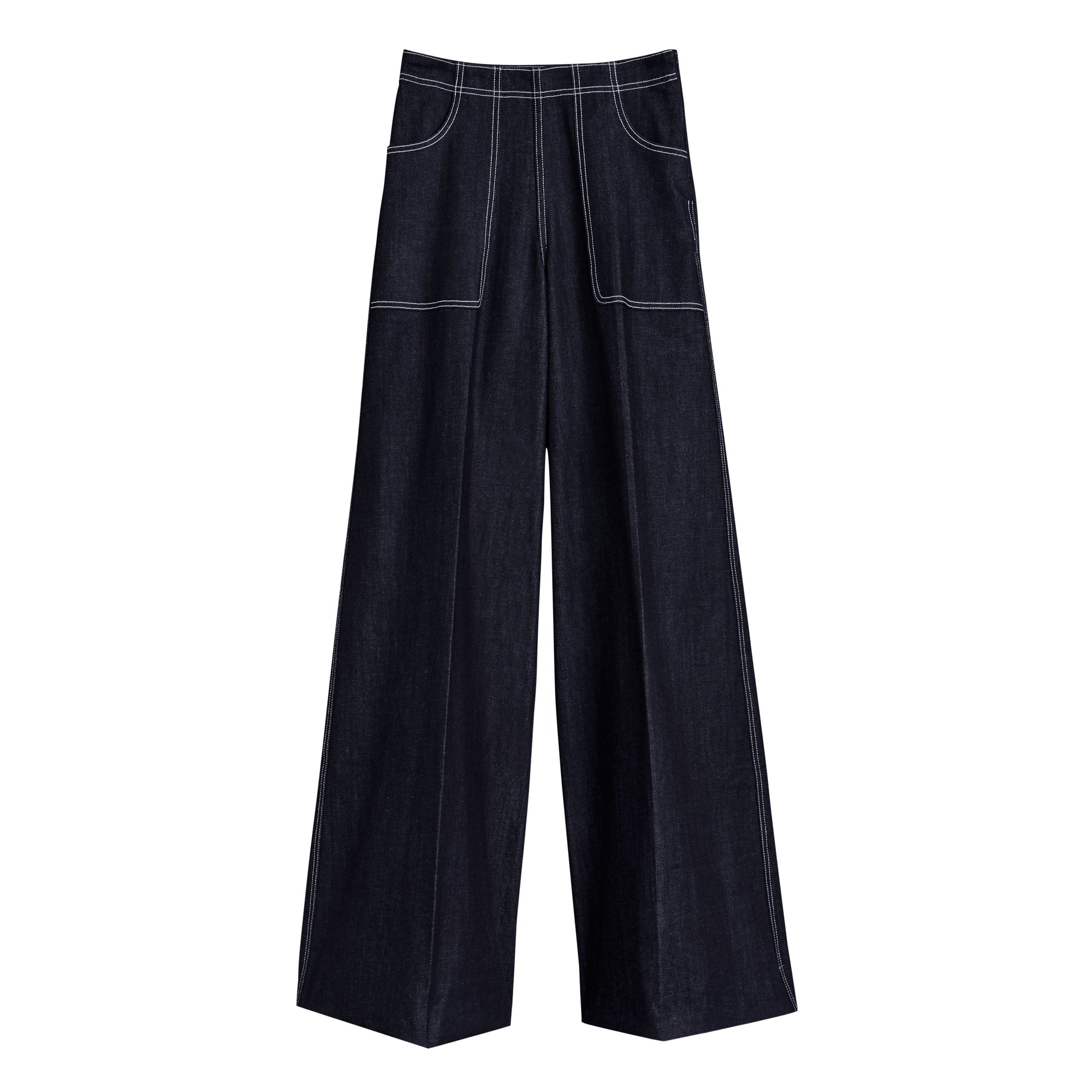 STEEL BLUE Jean large stretch en denim japonais