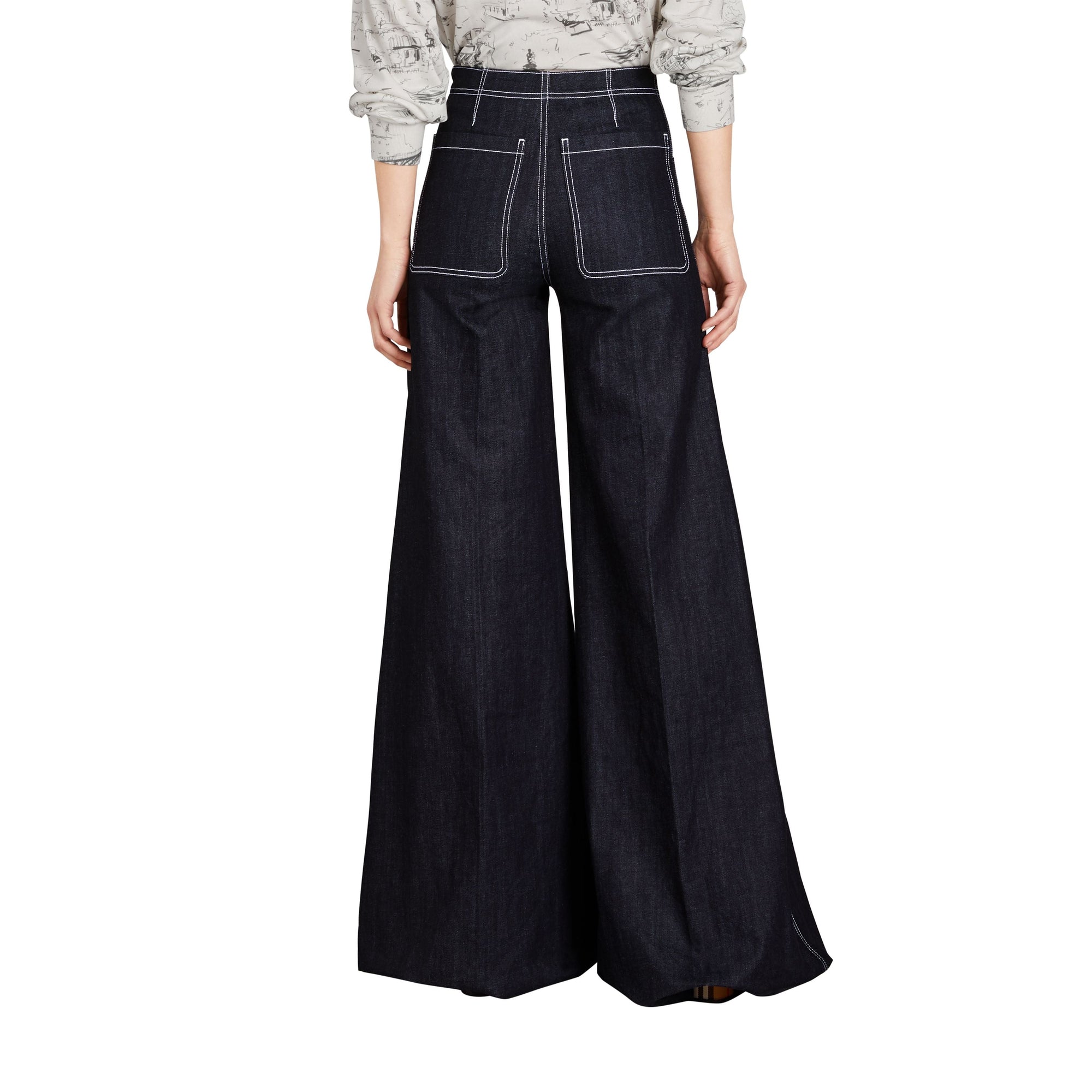 STEEL BLUE Jean large stretch en denim japonais