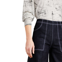 STEEL BLUE Jean large stretch en denim japonais