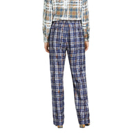 Pantalon de survêtement en soie rayé avec motif check griffonné - Marine & blanc