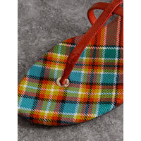 ORANGE RED Sandales à motif Vintage check et cuir