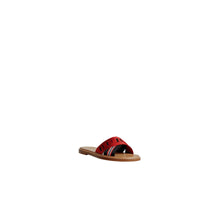 BLACK/RED/WHITE Mules en cuir et nylon à rayures