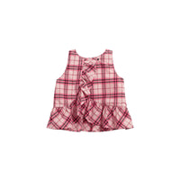 BRIGHT ROSE Haut en coton à motif check avec volants