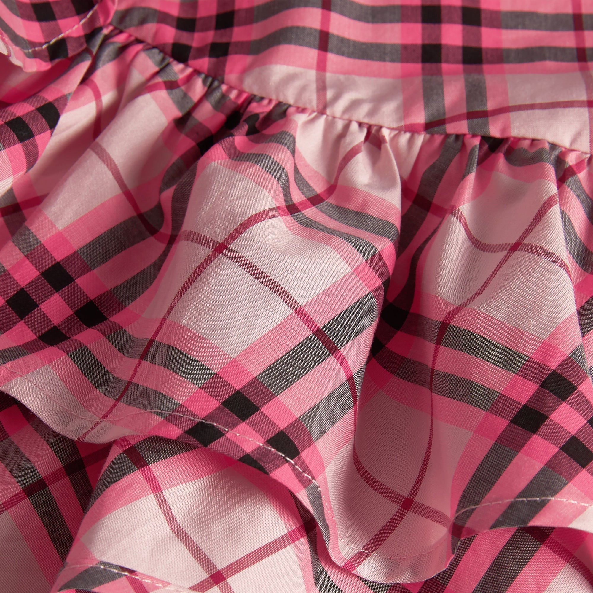 BRIGHT ROSE Haut en coton à motif check avec volants