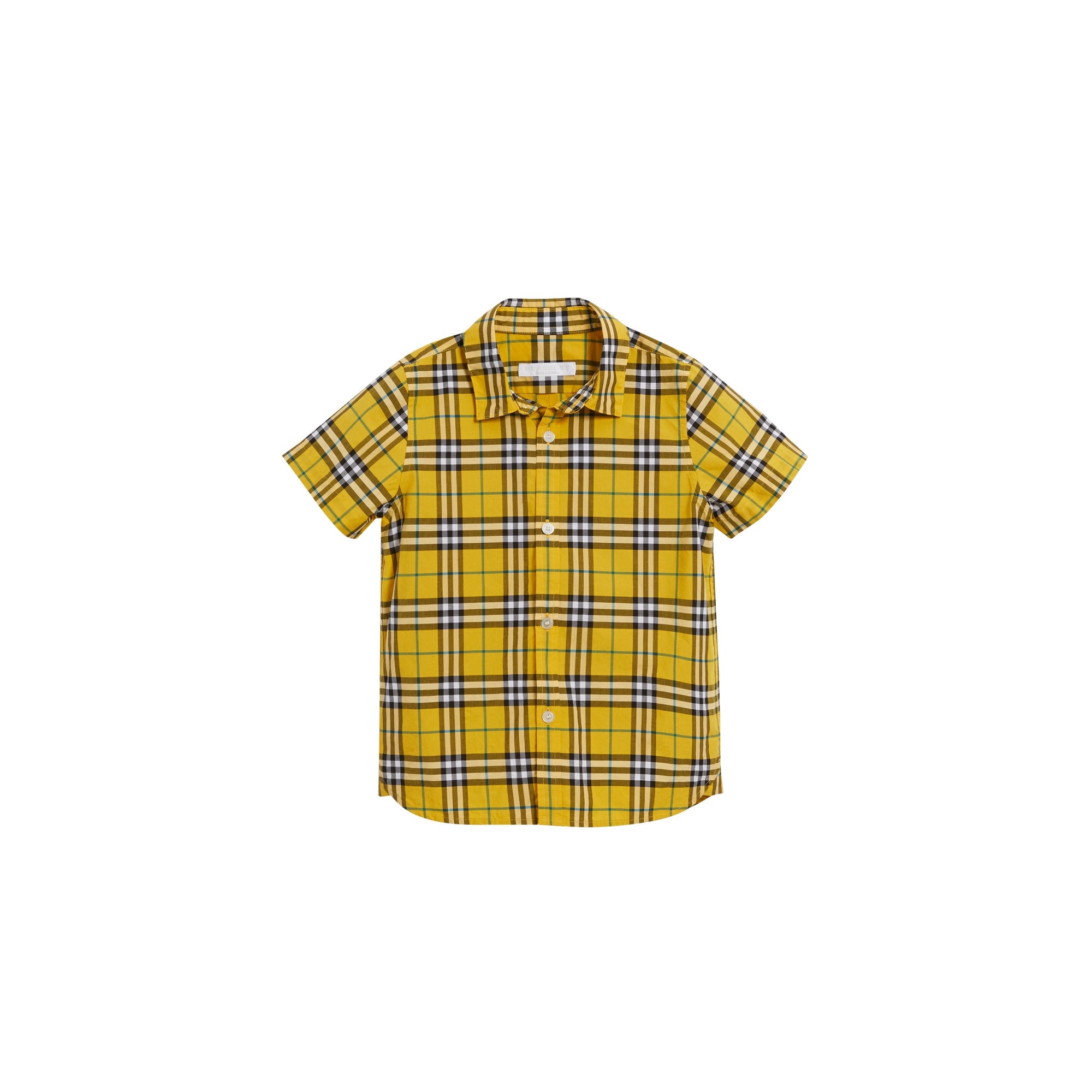 BRIGHT YELLOW Chemise en coton à manches courtes avec motif check