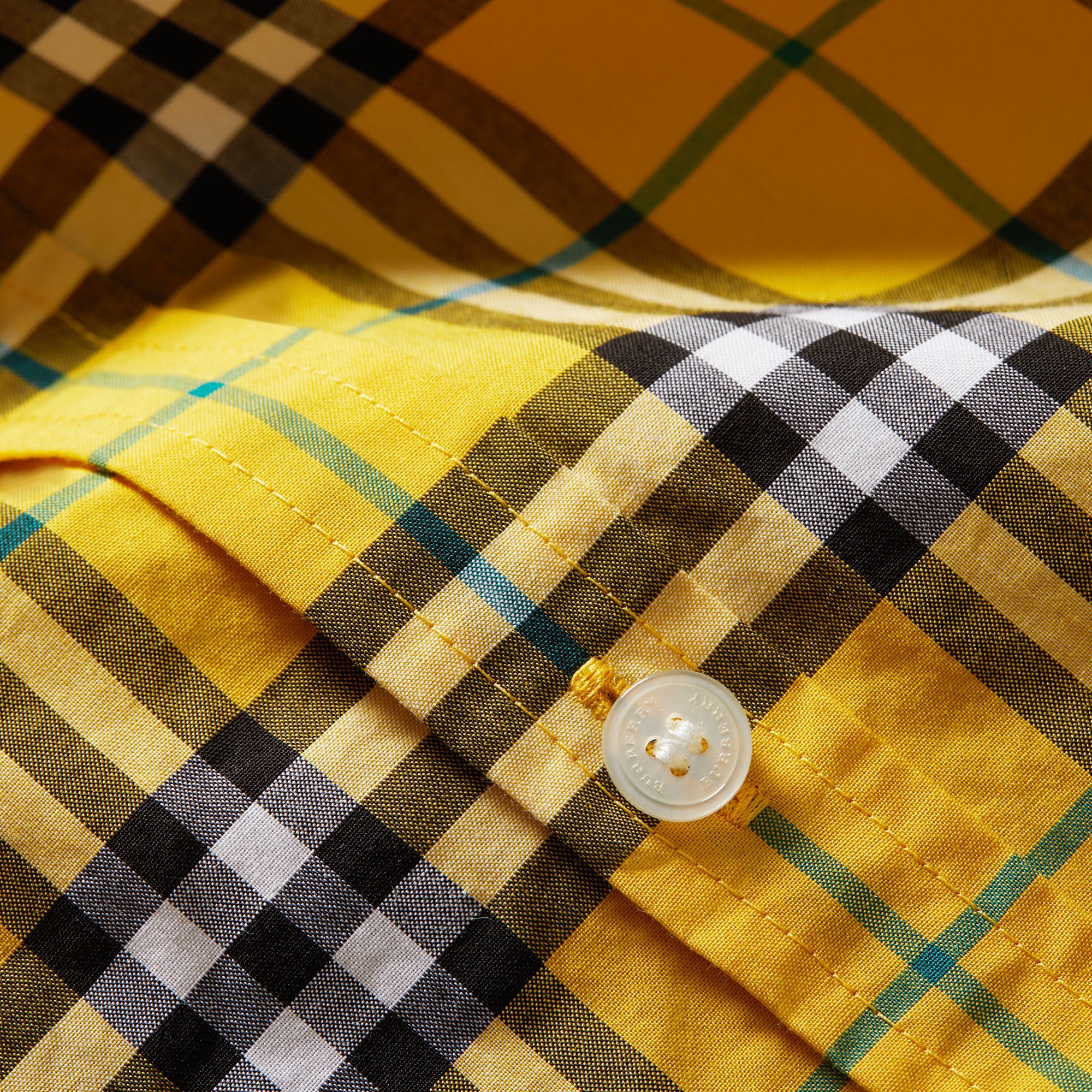 BRIGHT YELLOW Chemise en coton à manches courtes avec motif check