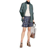 AZURE BLUE Chemise en coton et soie à motif check avec bande