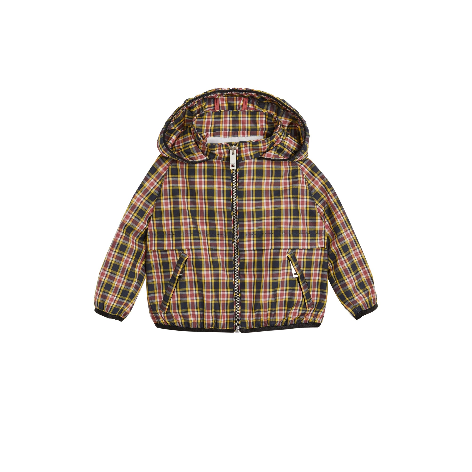 BRIGHT CORAL PINK Bomber à capuche à motif check