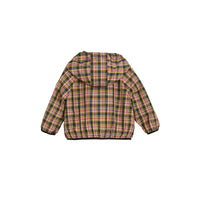 BRIGHT CORAL PINK Bomber à capuche à motif check
