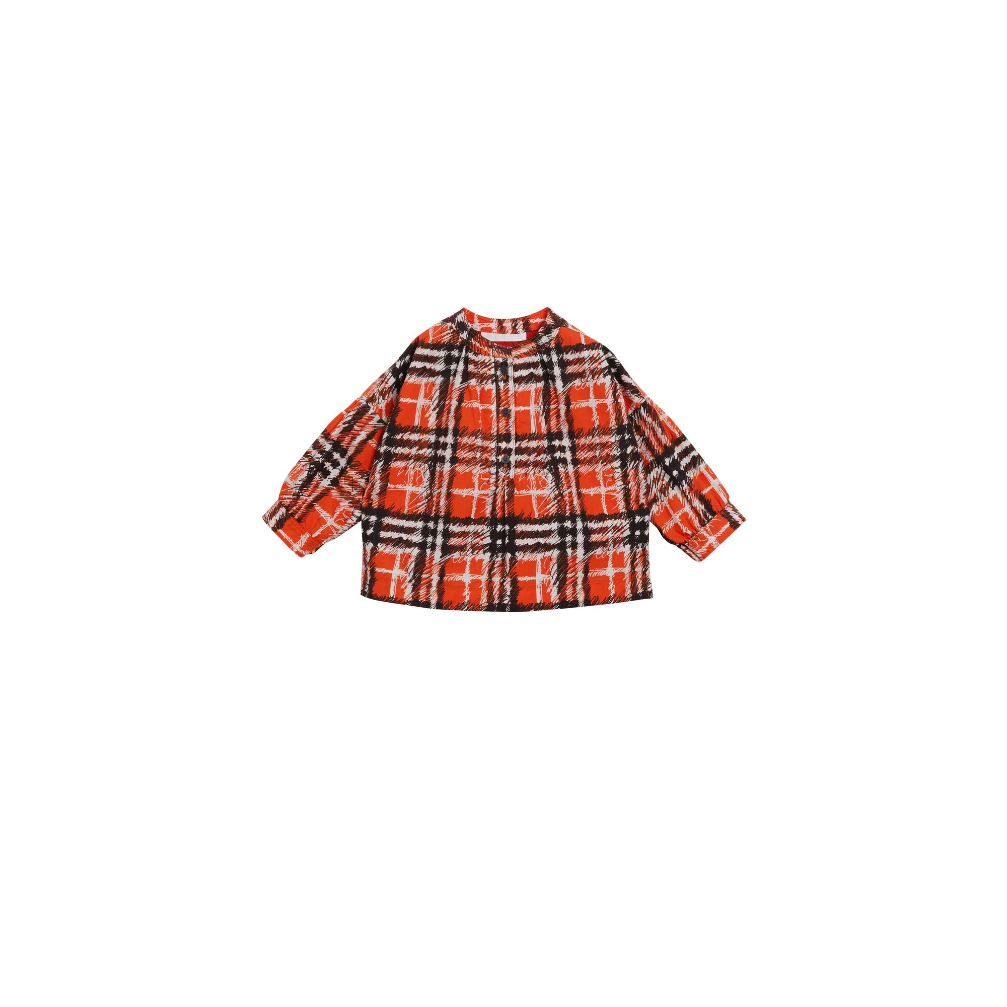BRIGHT RED Chemise en coton à motif check griffonné