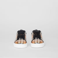 ANTIQUE YELLOW Sneakers en cuir et à motif Vintage check