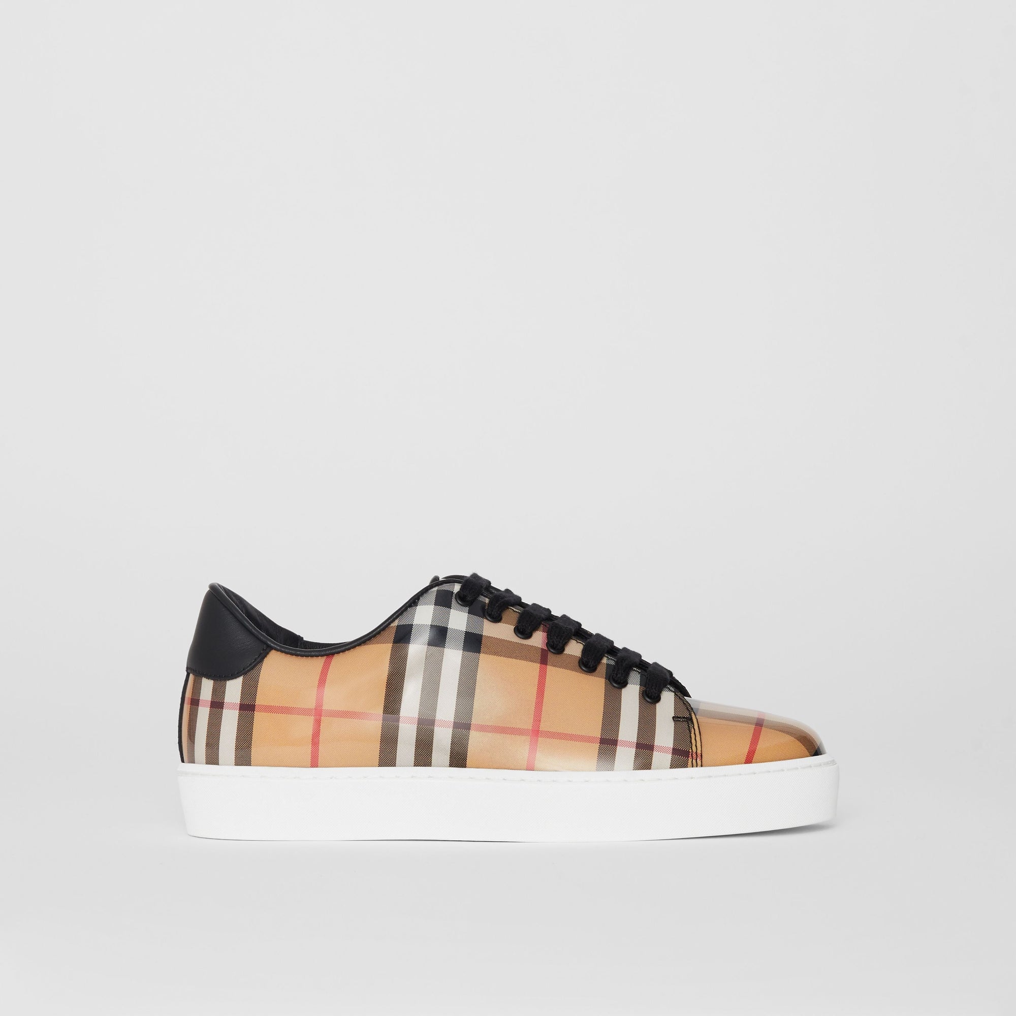 ANTIQUE YELLOW Sneakers en cuir et à motif Vintage check