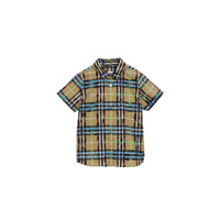 BRIGHT BLUE Chemise en coton à manches courtes avec motif check griffonné