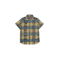 BRIGHT BLUE Chemise en coton à manches courtes avec motif check griffonné