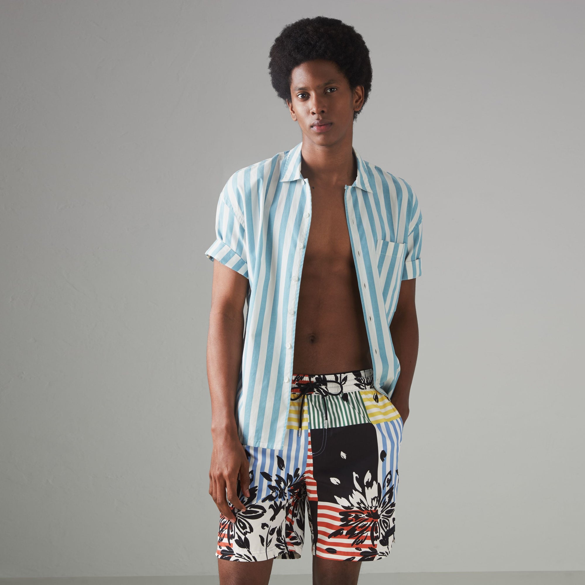STEEL BLUE Short de bain avec cordon de serrage
