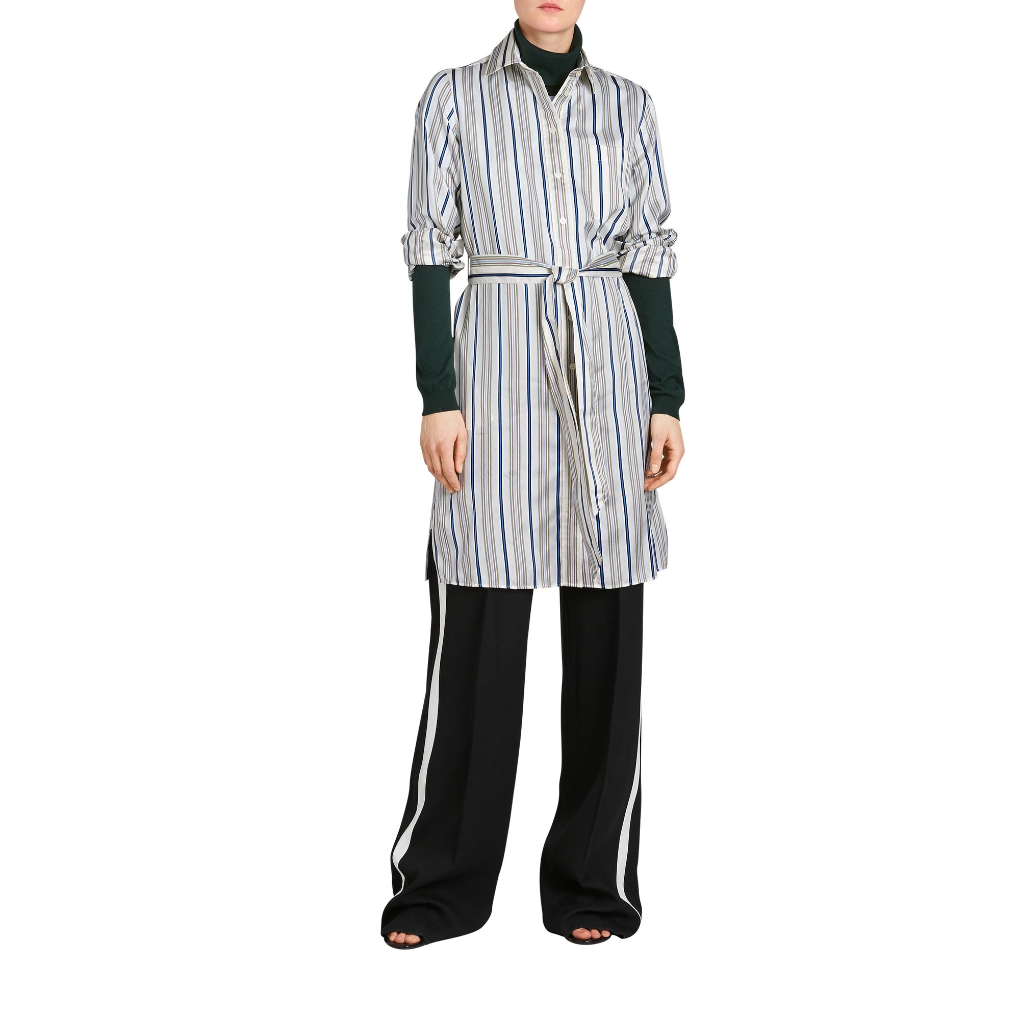 OFF WHITE Robe chemise en soie rayée