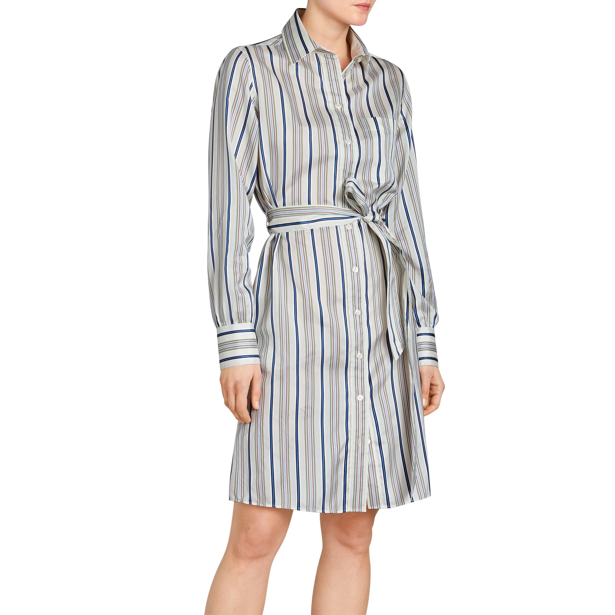 OFF WHITE Robe chemise en soie rayée