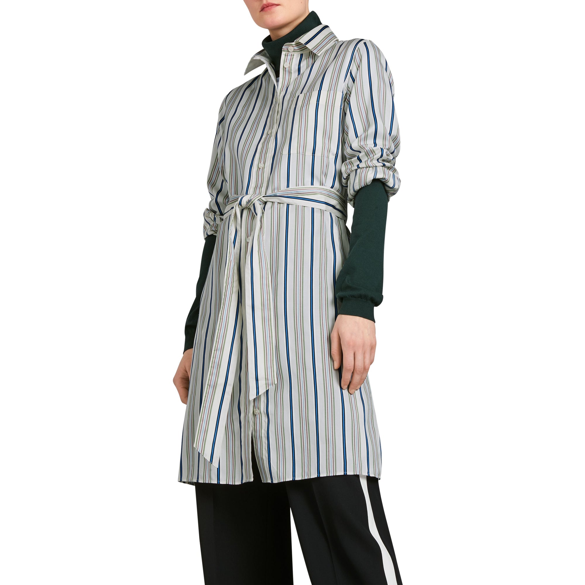 OFF WHITE Robe chemise en soie rayée