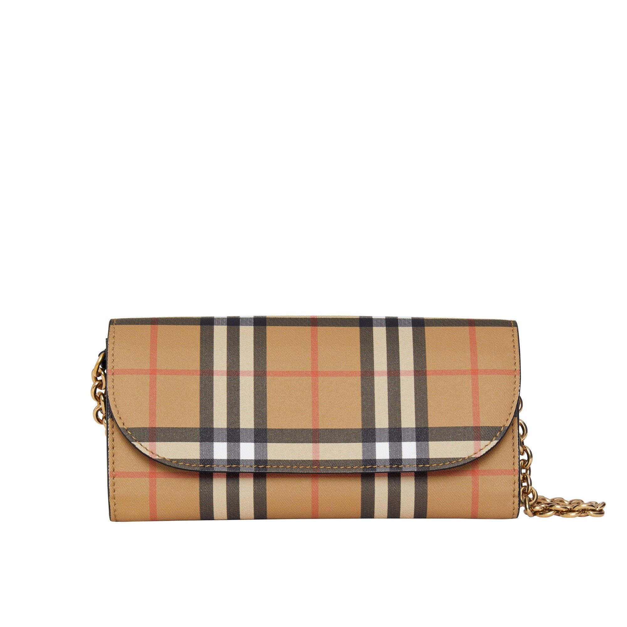 BLACK Portefeuille en cuir et à motif Vintage check avec chaîne