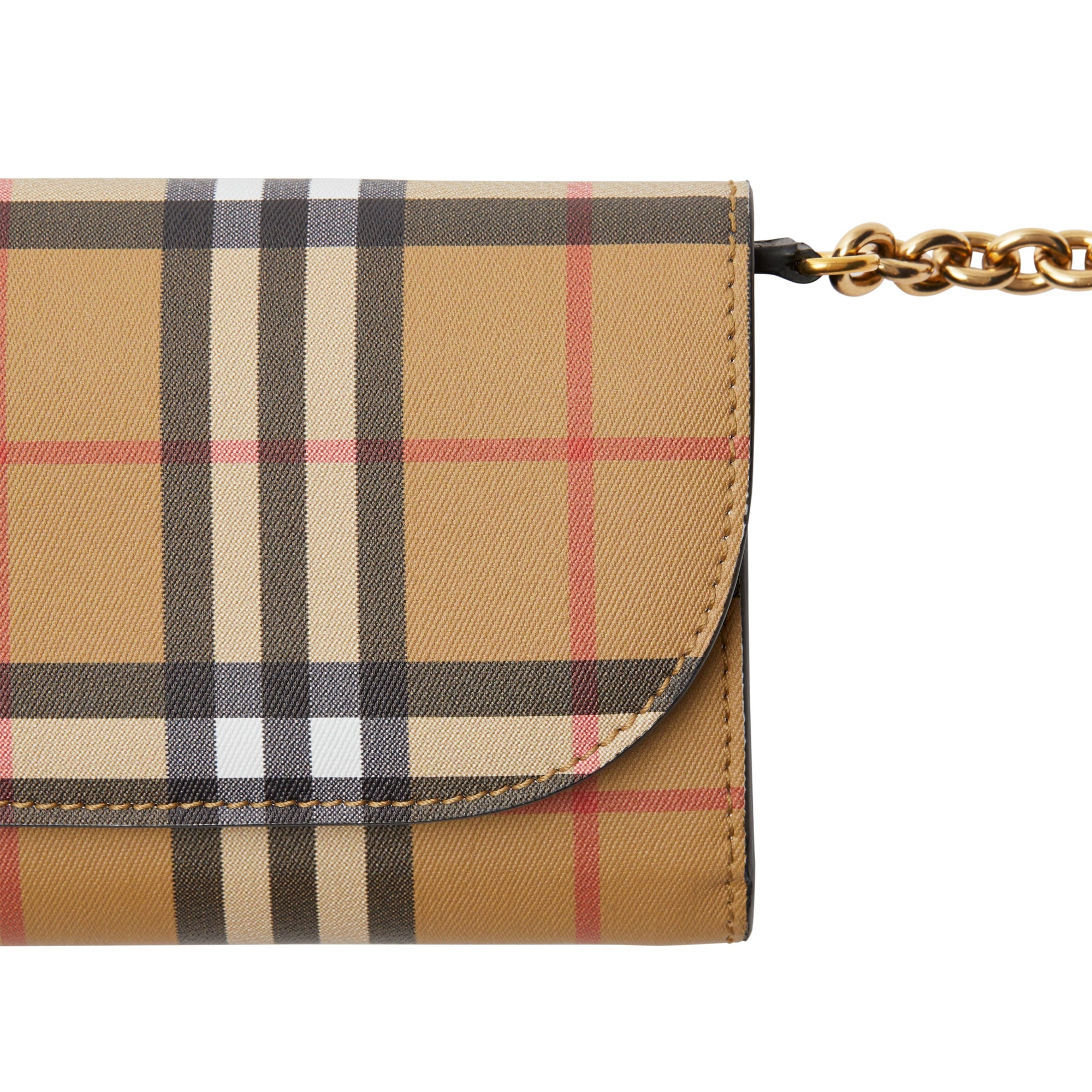 BLACK Portefeuille en cuir et à motif Vintage check avec chaîne