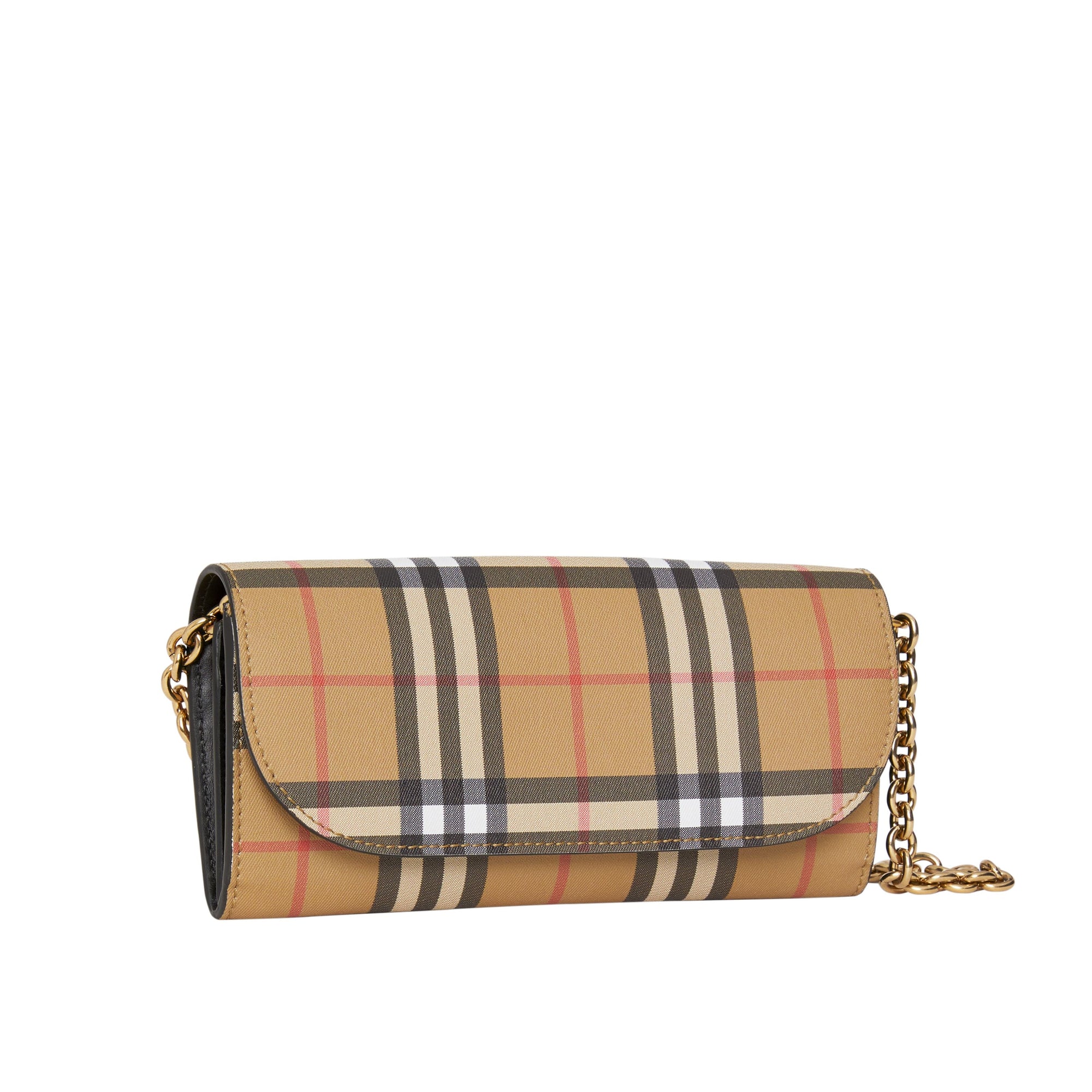 BLACK Portefeuille en cuir et à motif Vintage check avec chaîne