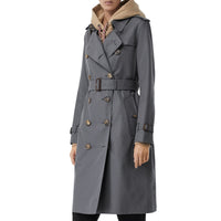 Trench long en gabardine de coton - Gris foncé