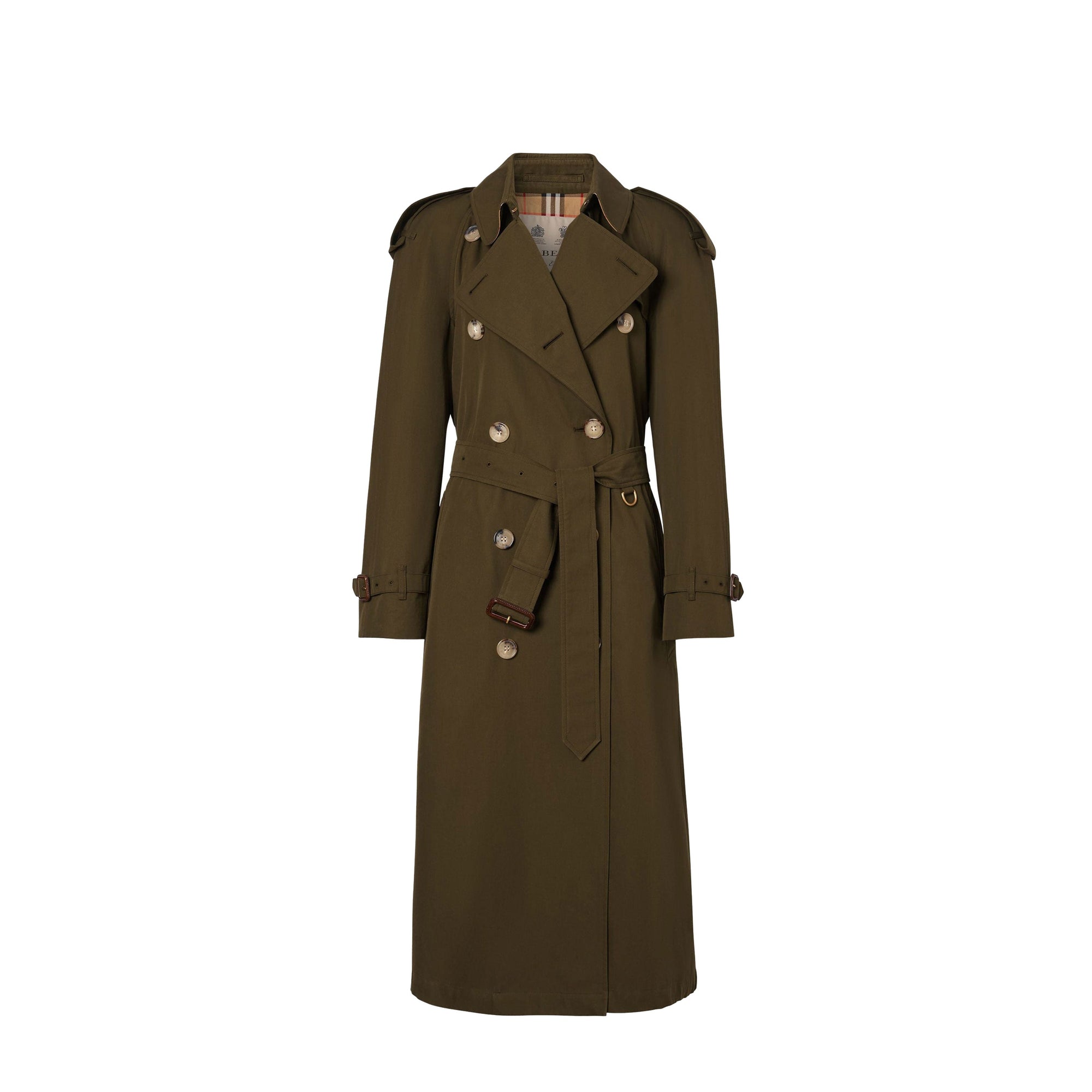 Trench long en gabardine tropicale - Kaki militaire foncé