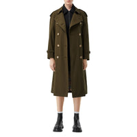 Trench long en gabardine tropicale - Kaki militaire foncé