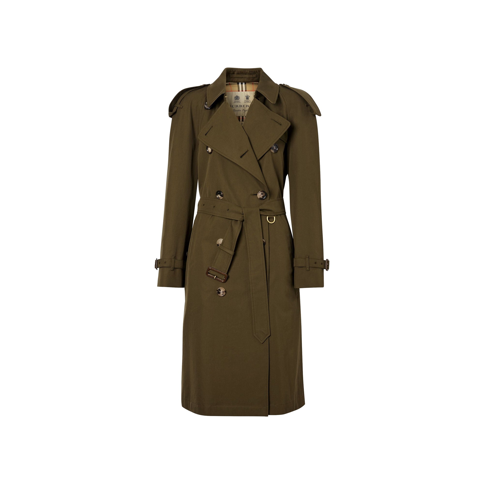Trench mi-long en gabardine tropicale - Kaki militaire foncé
