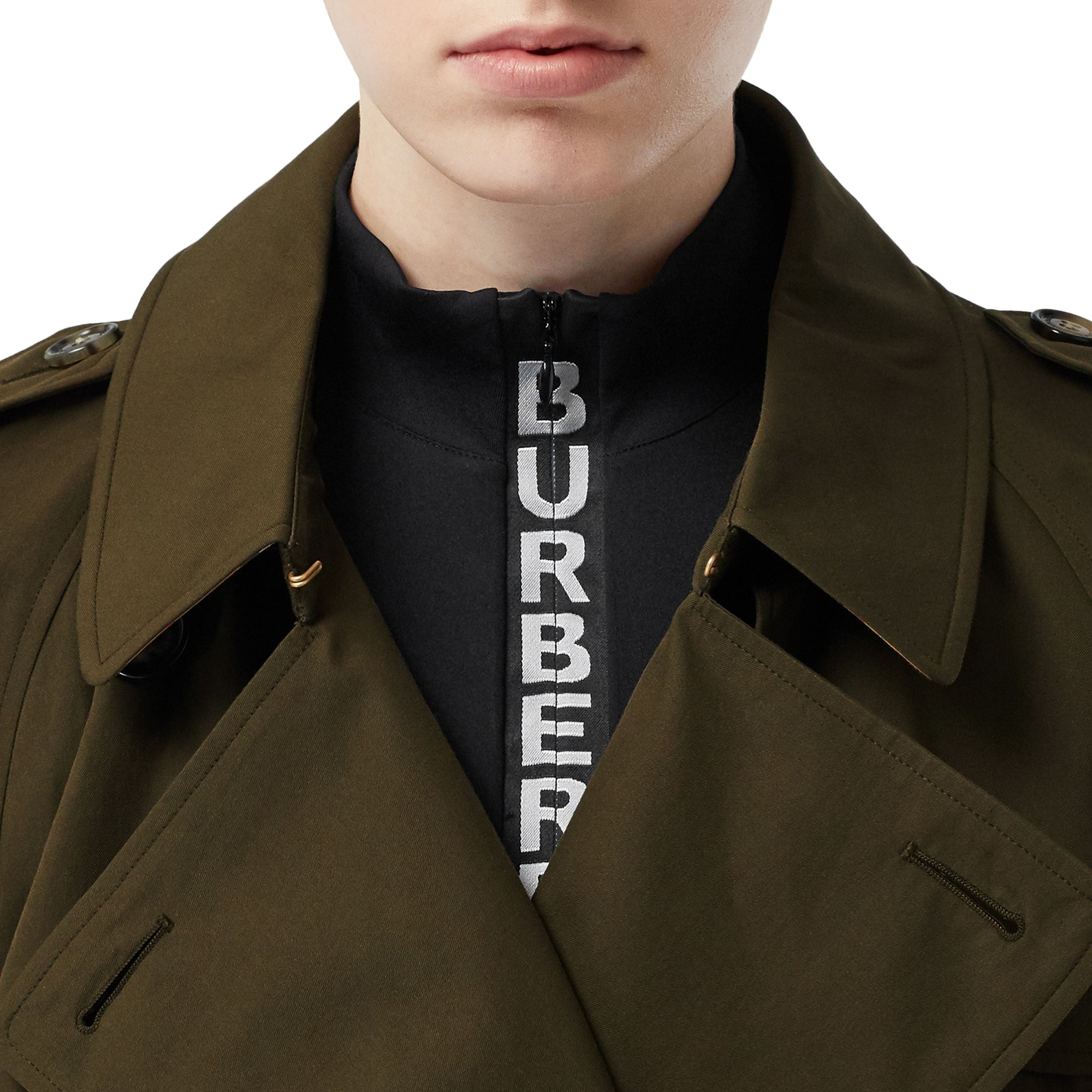 Trench mi-long en gabardine tropicale - Kaki militaire foncé